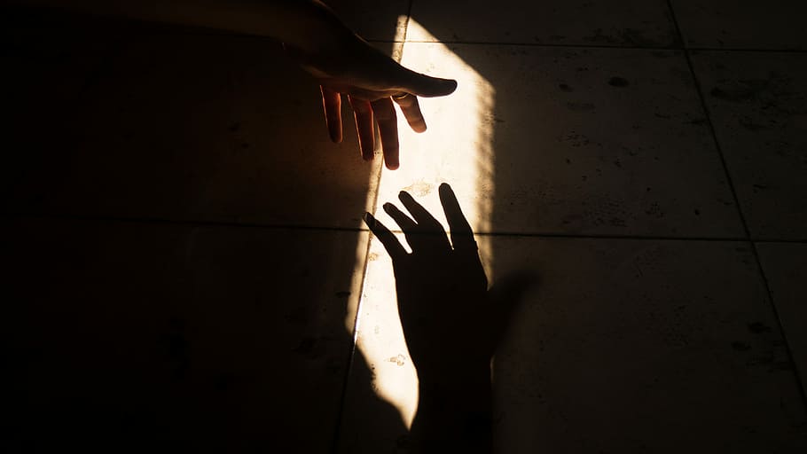 silhouette of hands, person's left hand, fingers, light, sunlight HD wallpaper
