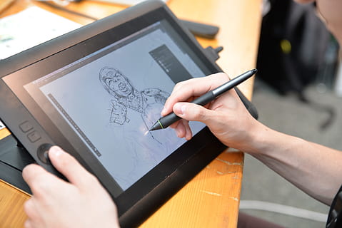 person holding black tablet computer and pen, Drawing, Comic, Artist HD wallpaper