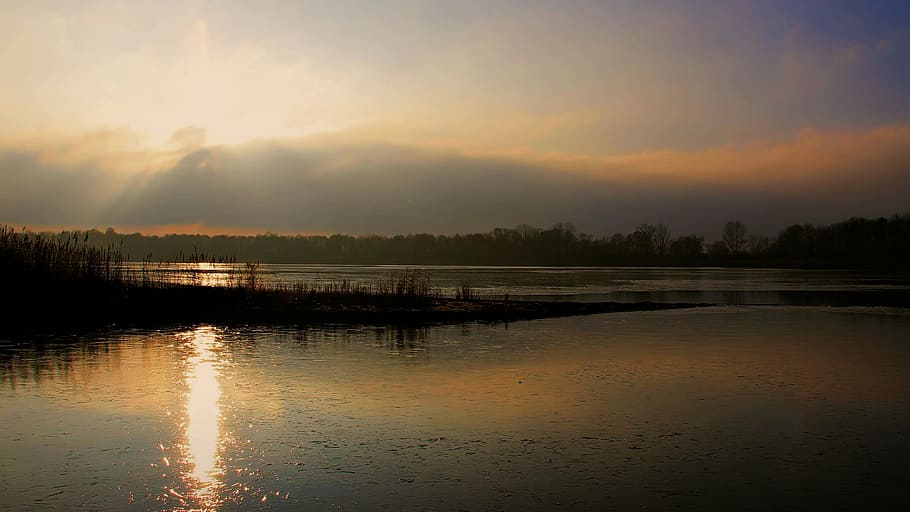 Twilight, Sunset, Winter, winter sunset, abendstimmung, evening sky HD wallpaper