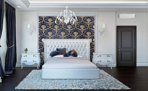 gray bed near close door in a well lit bedroom, search interior solutions HD wallpaper