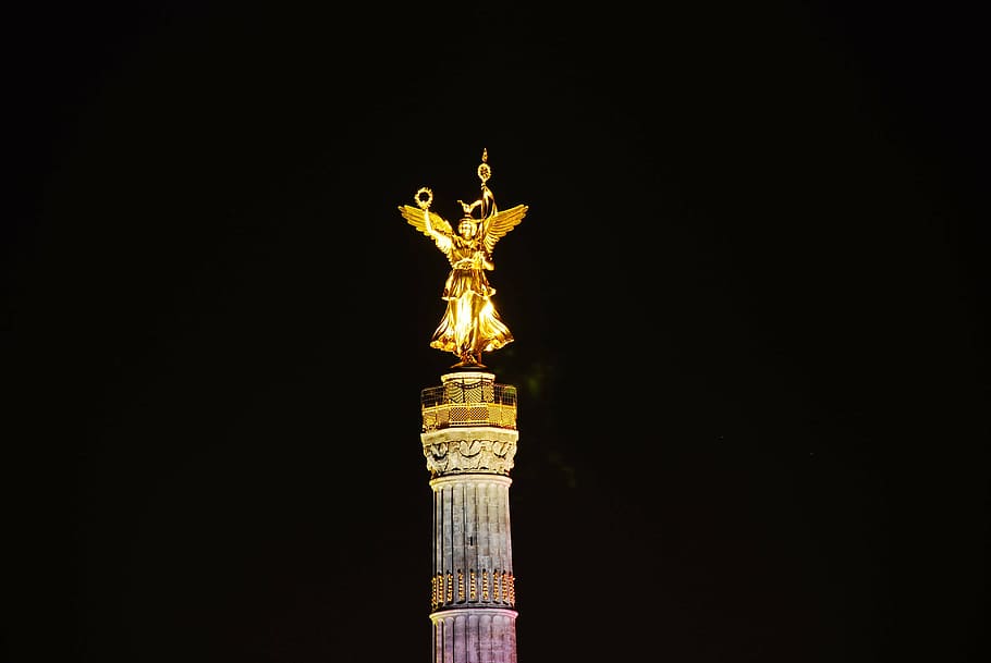 gold else, night, berlin, famous Place, architecture, sculpture HD wallpaper