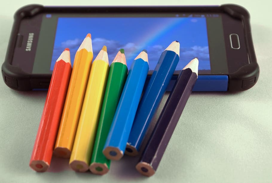 colors, screen, colored pencils, multi colored, indoors, variation HD wallpaper