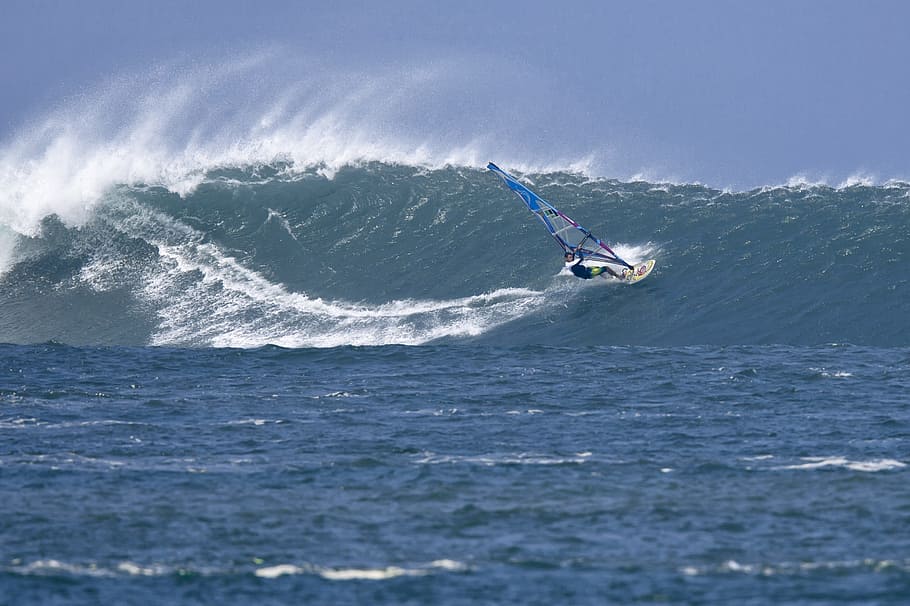 Wind Surfing, Splash, Speed, big waves, ujung origin, java island HD wallpaper