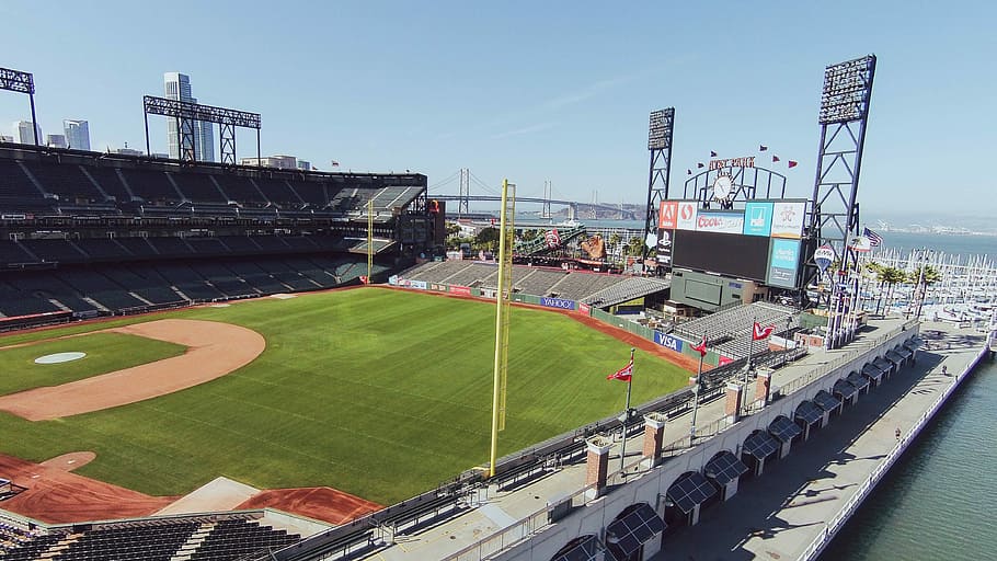 baseball field under blue sky, sport, stadium, sports Venue, industry HD wallpaper
