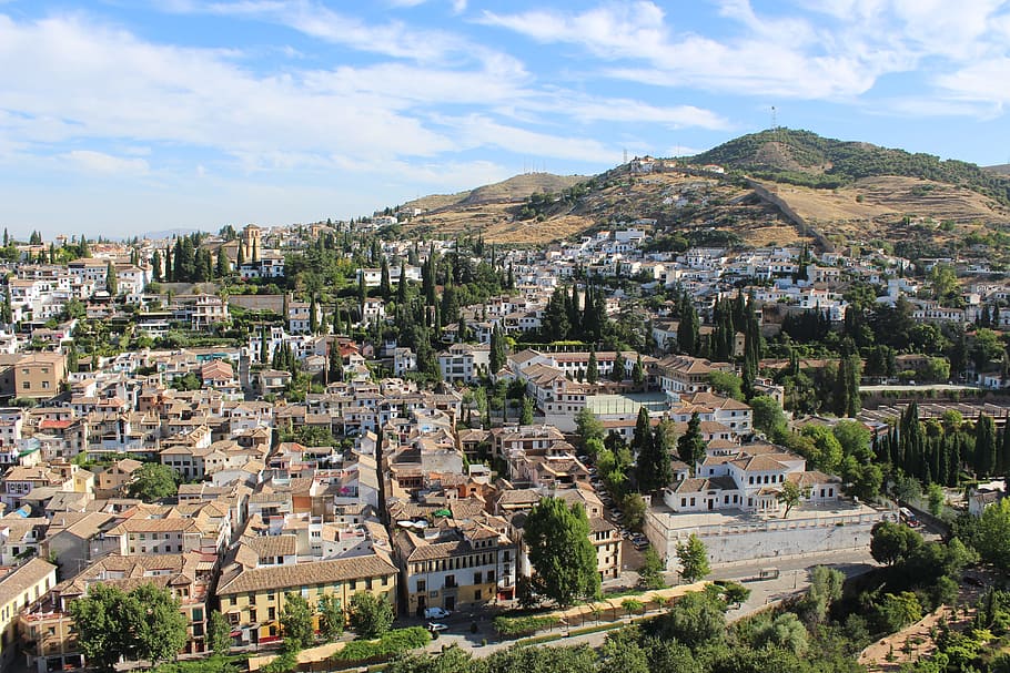 granada, view, landscape, building exterior, architecture, built structure HD wallpaper