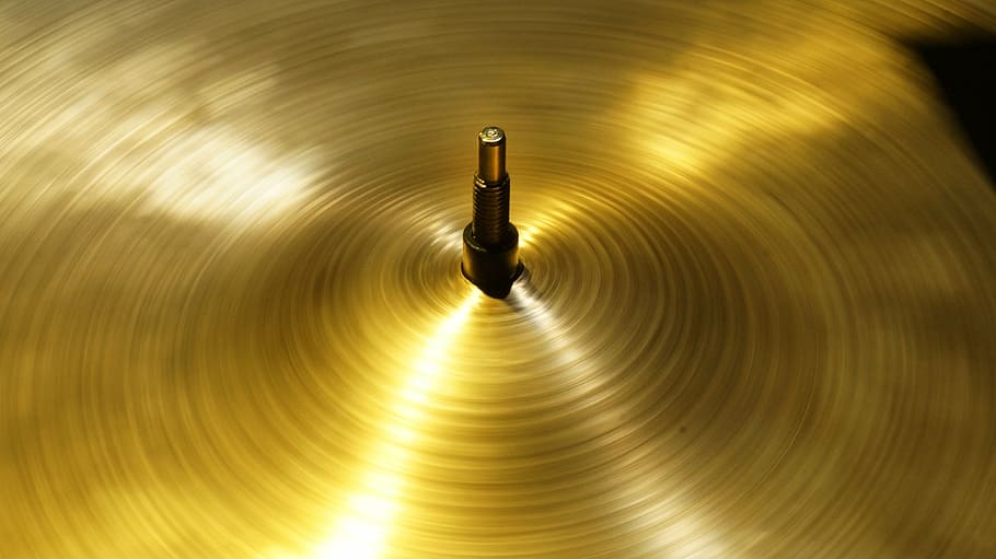 brass cymbals, music, drums, no people, metal, backgrounds, circle, HD wallpaper