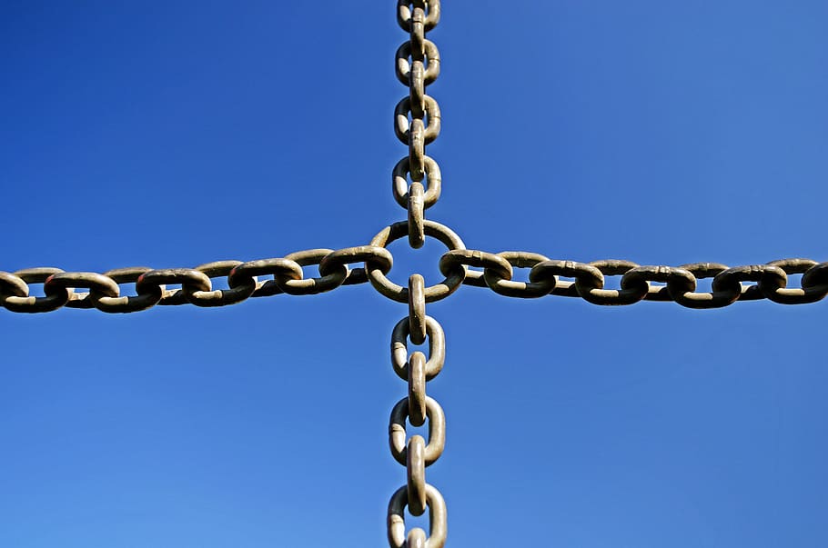 gray steel chain, Iron, Background, Metal, solid, design, blue, HD wallpaper