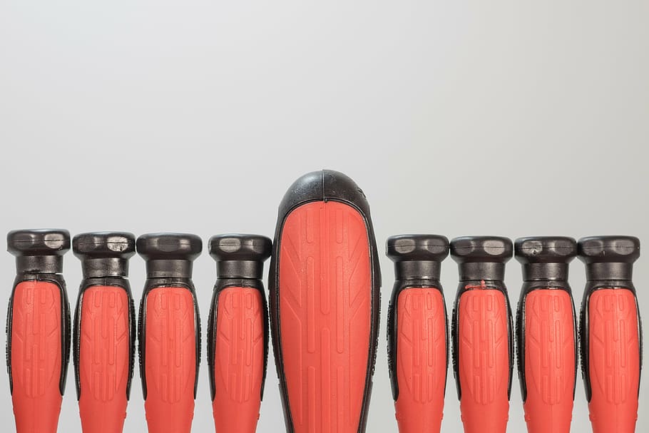screwdriver, tool, craft, red, phillips, metal, head, background HD wallpaper