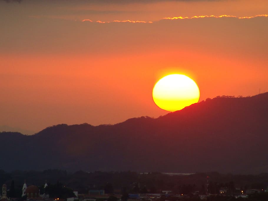 evening sun, sunset, beauty in nature, sky, orange color, scenics - nature HD wallpaper