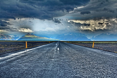 gray concrete road, highway, asphalt, trip, journey, sky, landscape HD wallpaper