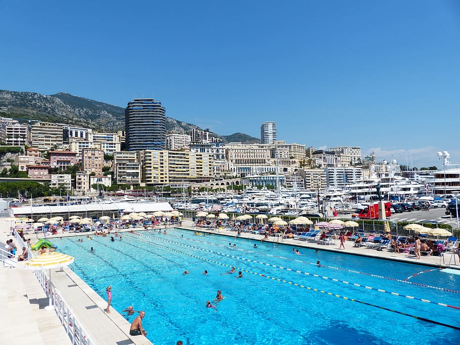 olympic pool photography during daytime, monaco, swimming pool, HD wallpaper