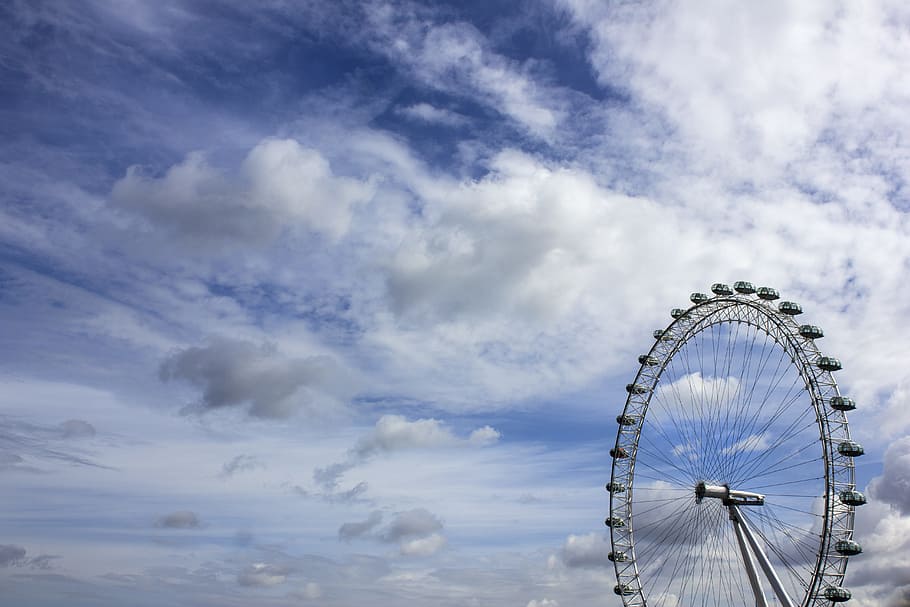 London Eye, Joust, Holiday, park, perspective, fun, sky, clouds, HD wallpaper