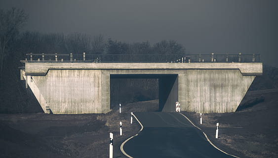 bridge, site, underpass, building, road, pkw, architecture HD wallpaper