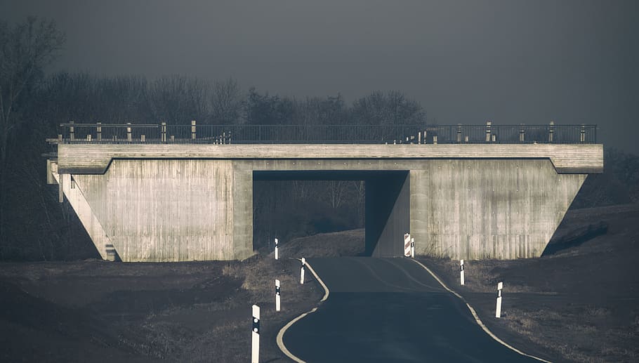 bridge, site, underpass, building, road, pkw, architecture HD wallpaper