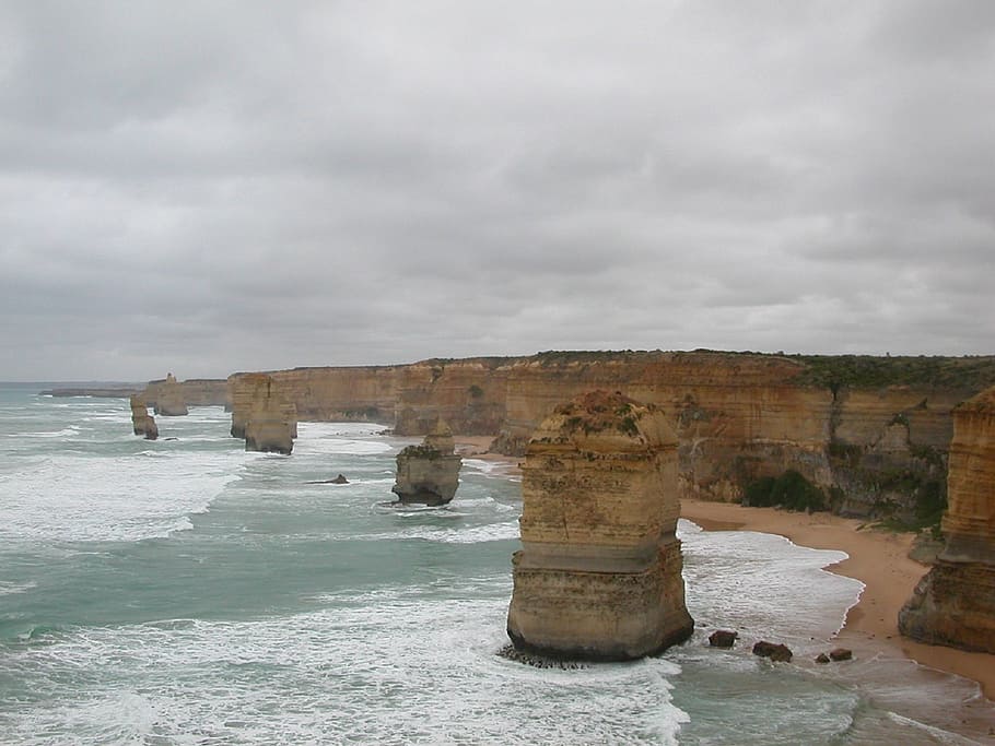 twelve apostles, australia, great ocean road, water, cloud - sky, HD wallpaper