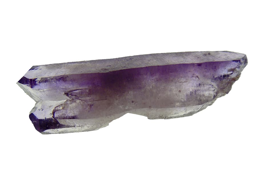 purple quartz gemstone on white surface, crystal, amethyst HD wallpaper