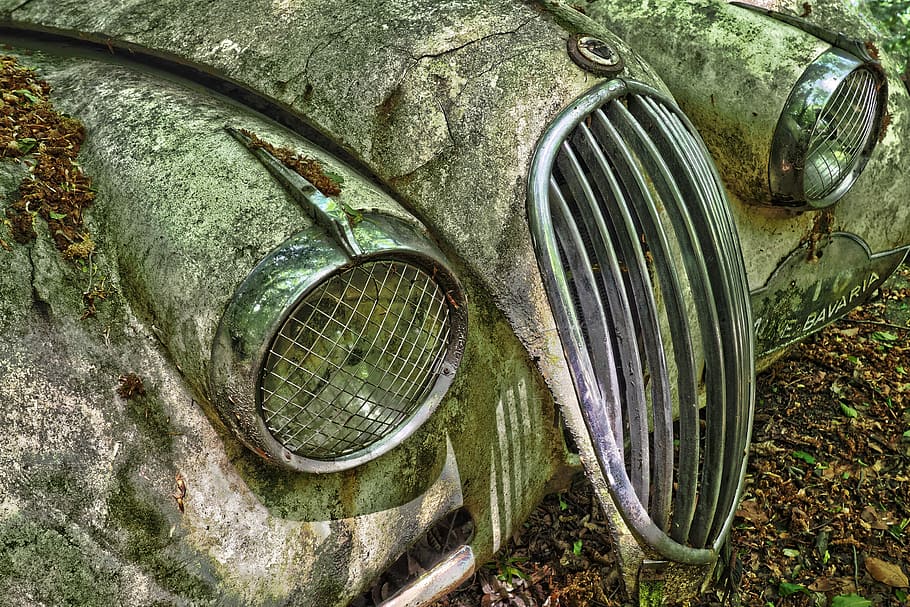 closeup photography of abandoned classic car, auto, car cemetery, HD wallpaper