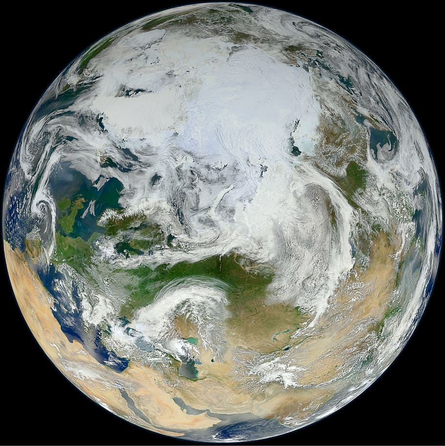 Planet Earth wallpaper, arctic view, space, satellite, sphere HD wallpaper