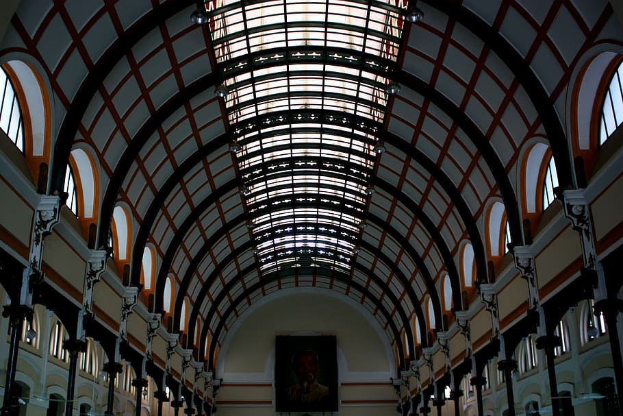 train station, interior, vaulted ceiling, architecture, building HD wallpaper