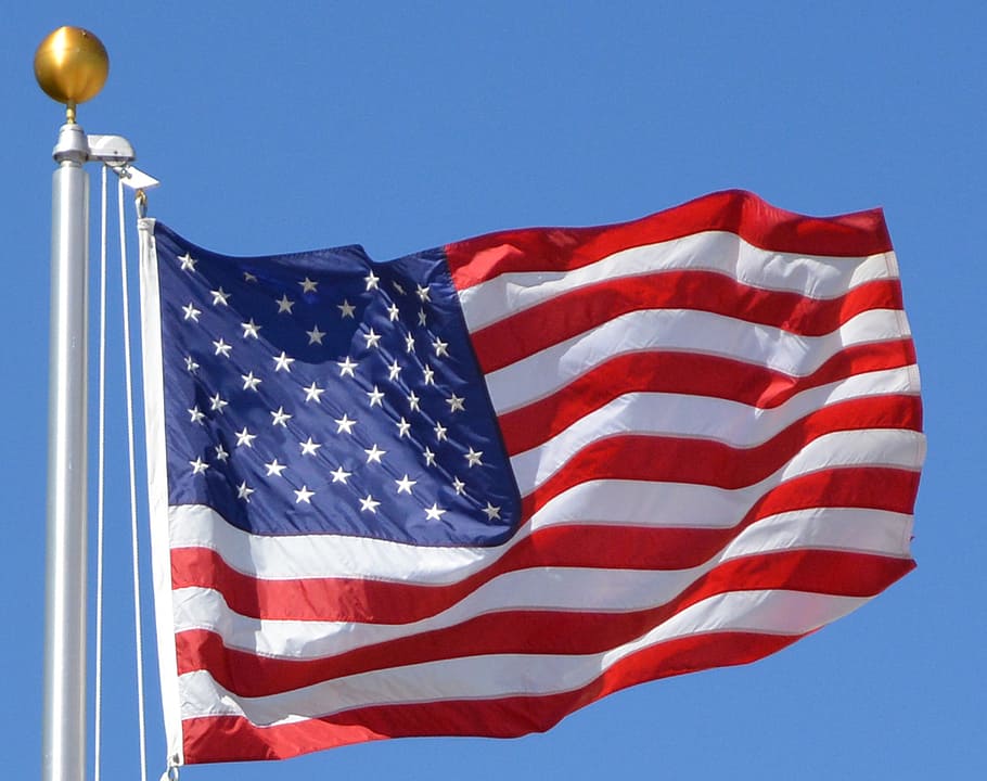 flag of USA on flag pole, united states, america, american, symbol