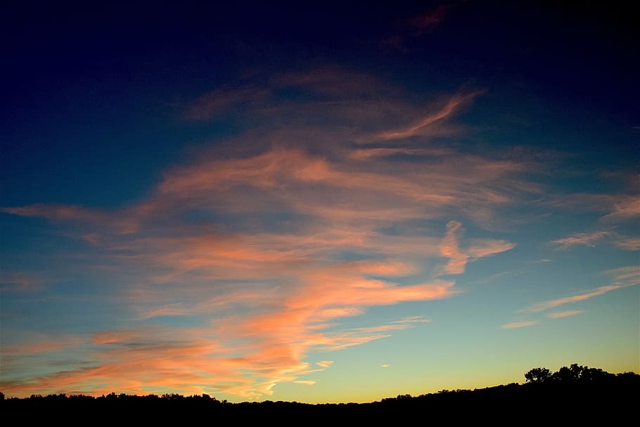 sunset, sky, summer, nature, landscape, orange, red, silhouette HD wallpaper