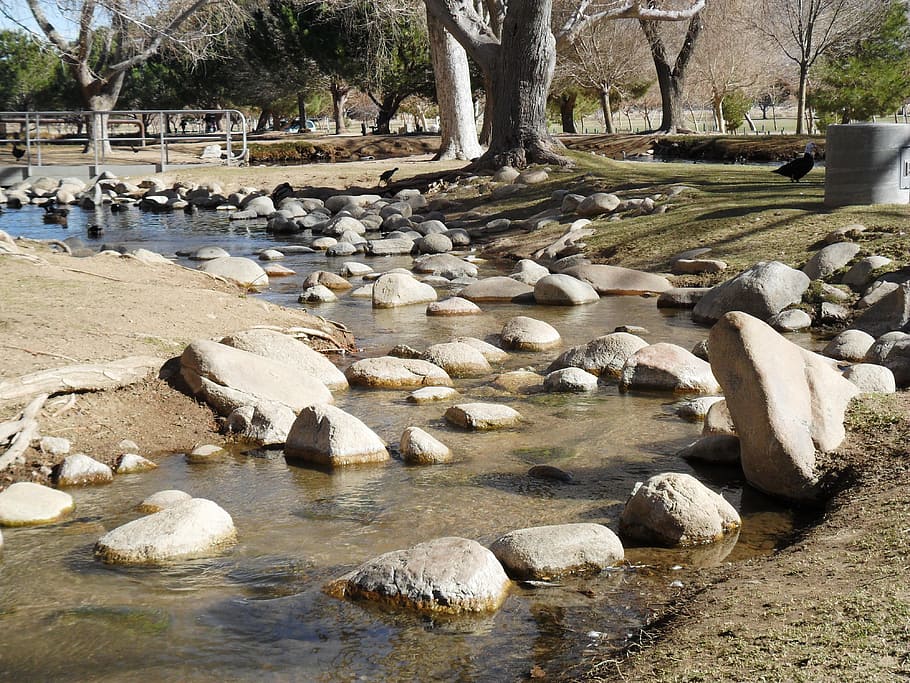 riverbed, landscape, nature, water, natural, stone, solid, rock HD wallpaper