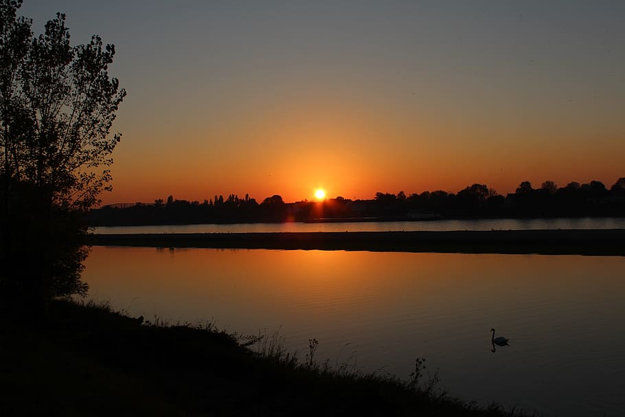 sunset, dawn, waters, dusk, evening, nature, reflection, lake HD wallpaper
