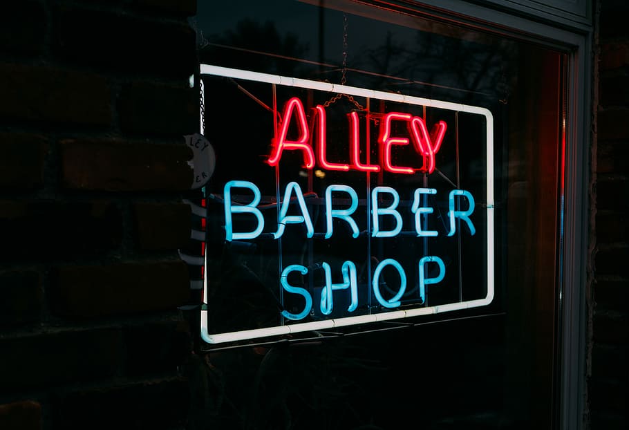 alley barber shop neon light signage, Alley Barber Shop LED sign, HD wallpaper