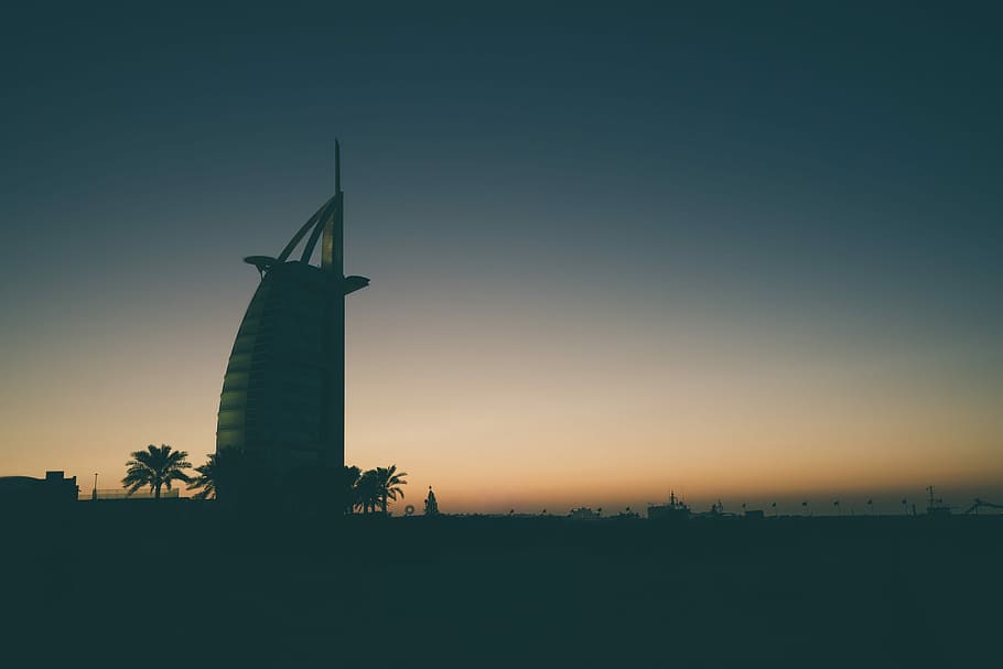 Burj Al Arab, Dubai, building, architecture, sunset, sunrise HD wallpaper