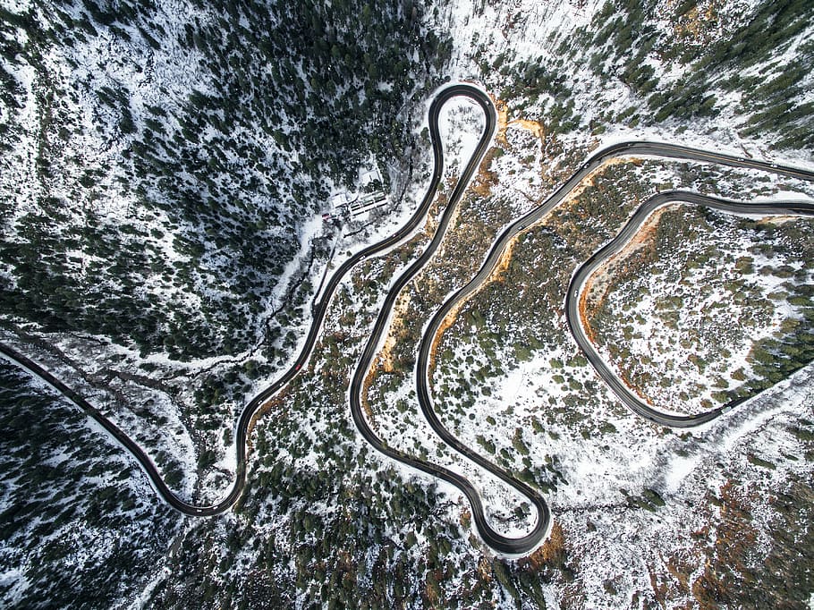untitled, aerial, photography, winding, road, view, nature HD wallpaper