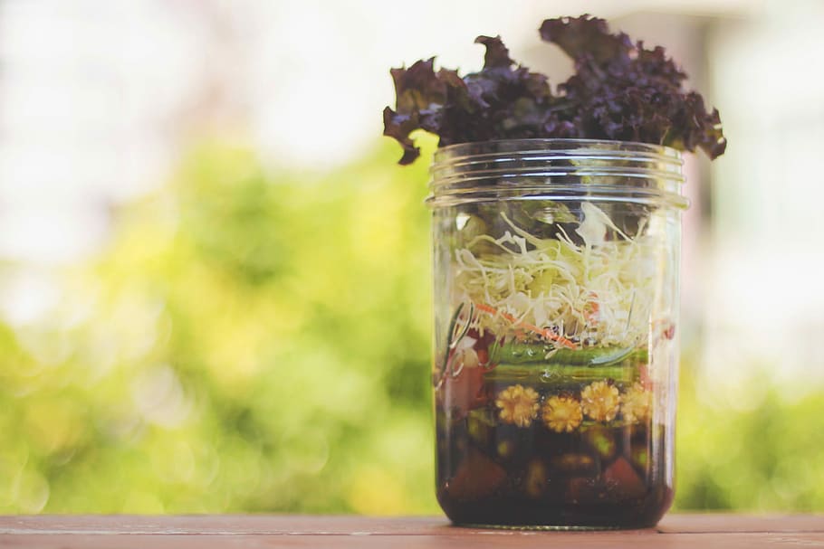 selective photography of plant infused jar, food, nature, freshness HD wallpaper