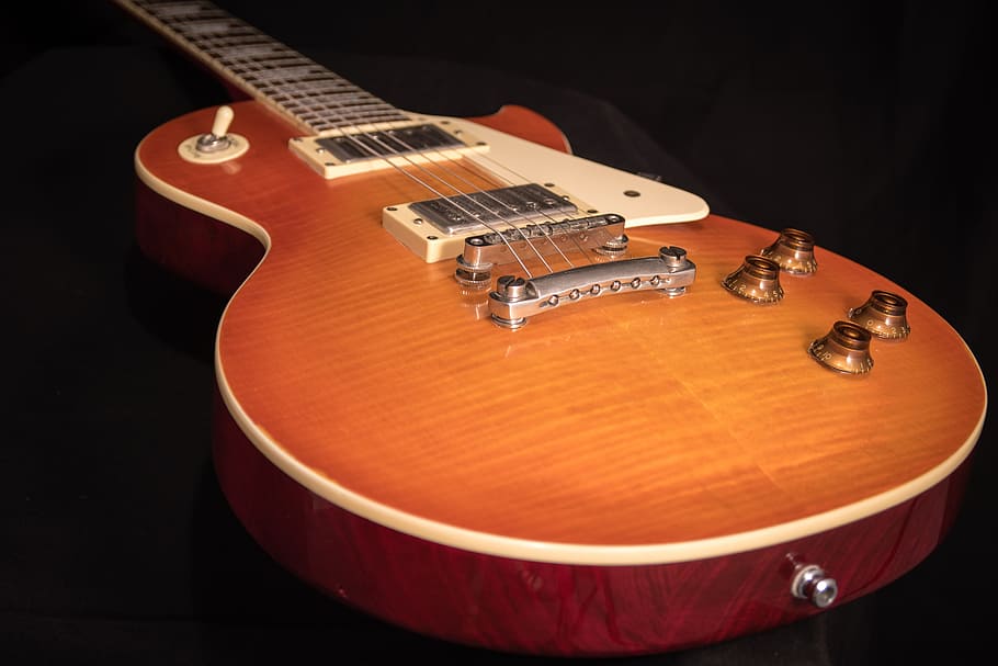 brown Les Paul electric guitar, epiphone, stringed instrument, HD wallpaper
