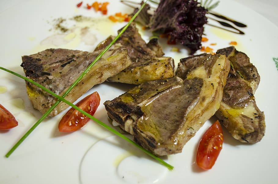 lamb, meat, fresh, food, food and drink, plate, ready-to-eat HD wallpaper