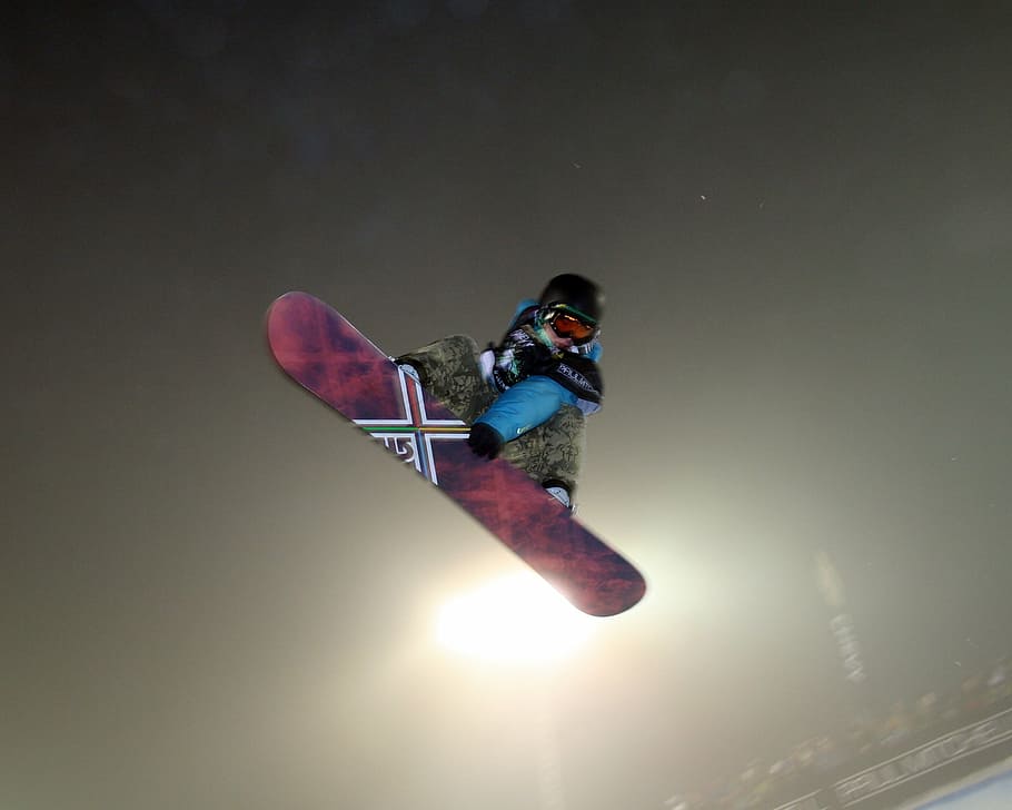 purple snowboard, winter, rider, vacation, snowboarder, mountain HD wallpaper