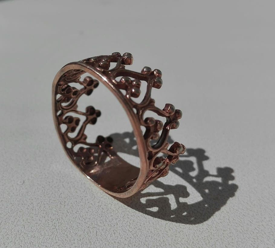 women's gold-colored crown themed ring, Gold, Ring, no people HD wallpaper