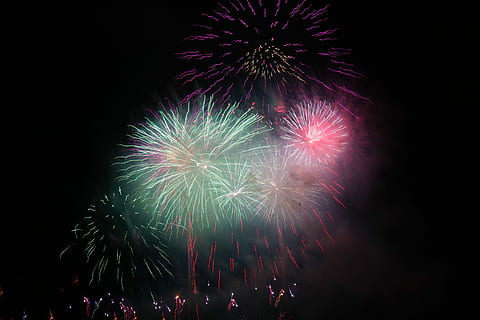 fireworks during night, Rocket, Orange, red, new year's eve HD wallpaper