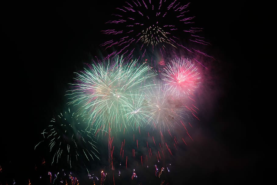 fireworks during night, Rocket, Orange, red, new year's eve HD wallpaper