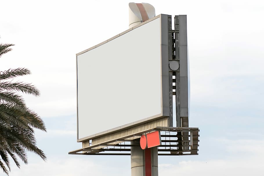 rectangular blank billboard, white LED street board during daytime HD wallpaper