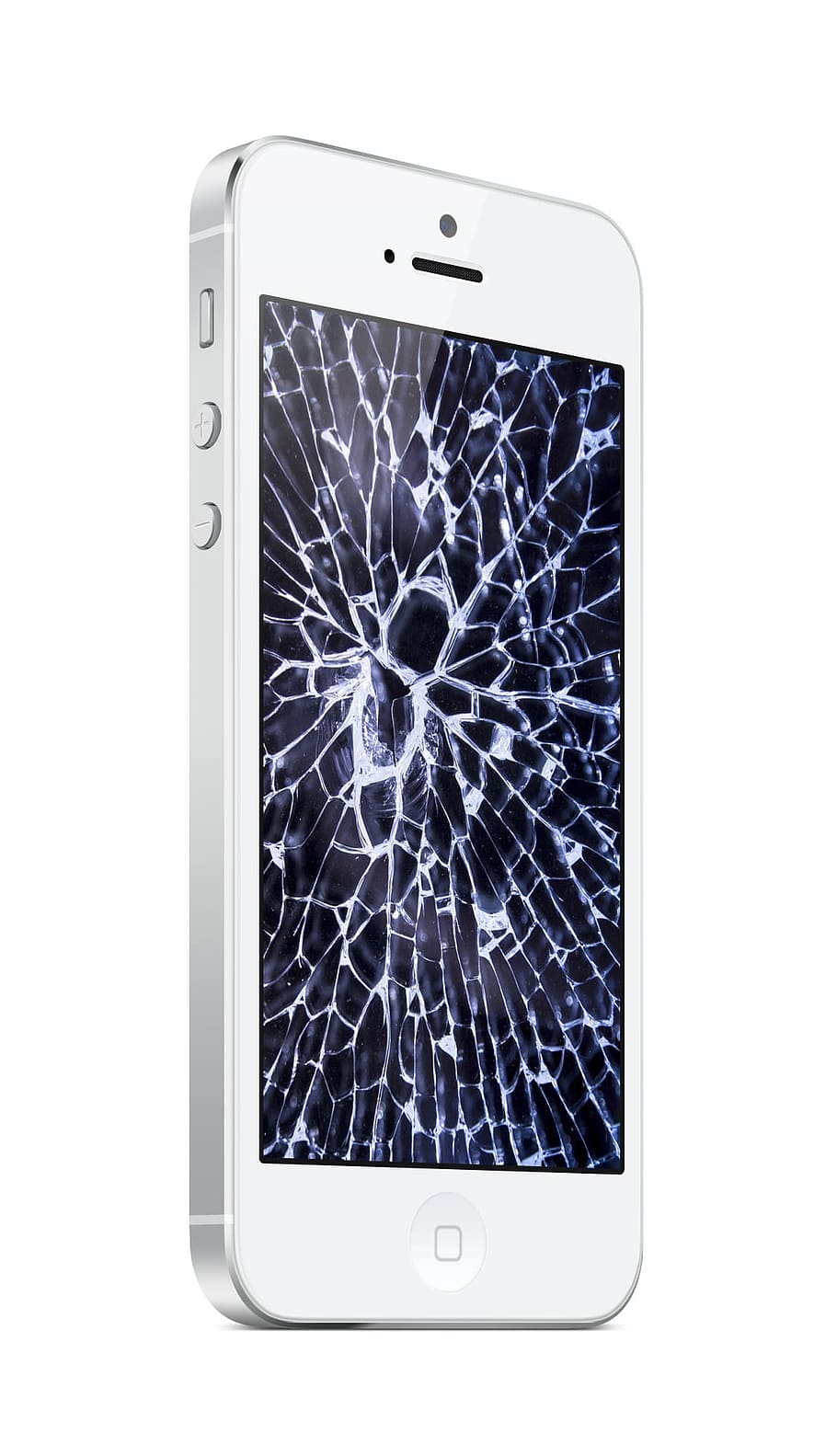 broken white iPhone 5, broken screen, mobile, technology, wireless technology
