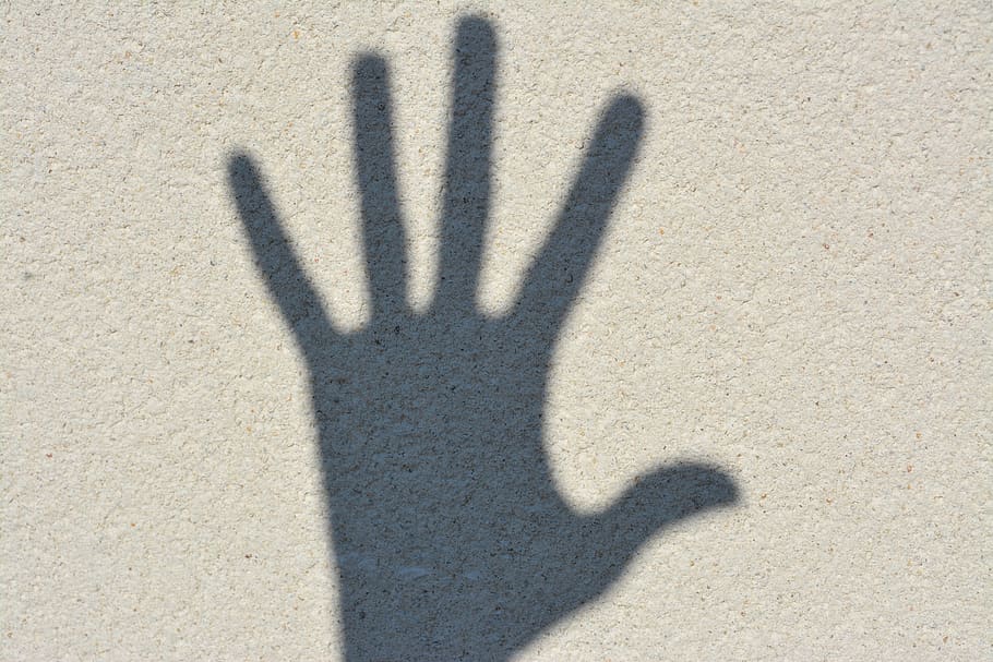 hand, shadow, stop, hello, wall, sunlight, human hand, one person HD wallpaper