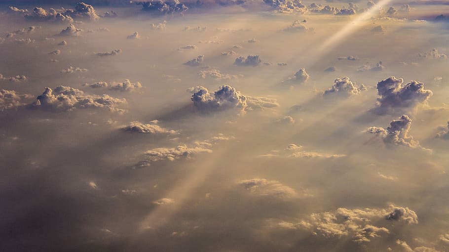 cloudy sky at daytime, white clouds, sunlight, atmosphere, fluffy HD wallpaper