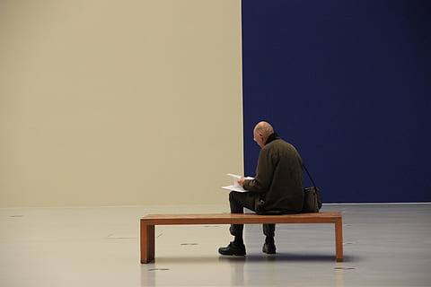 Man, Bank, Perspective, Wall, blue, white, time Of Day, image Technique HD wallpaper