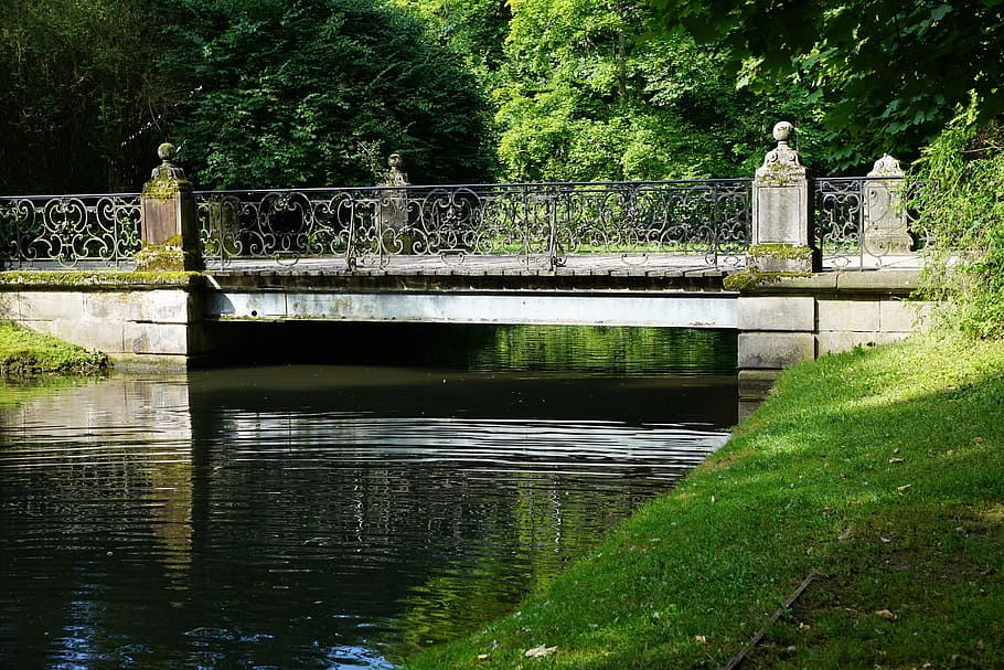 bridge, park, castle, danube, river, water, donaueschingen