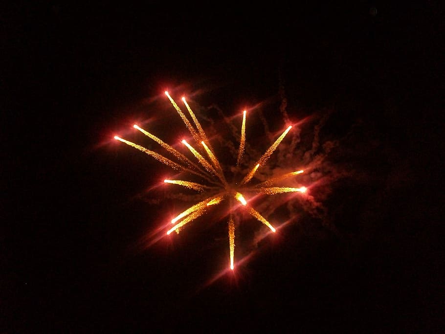 Fireworks, Night, Pi, Light, Lights, rays, pyrotechnics, pyrotechnic article HD wallpaper