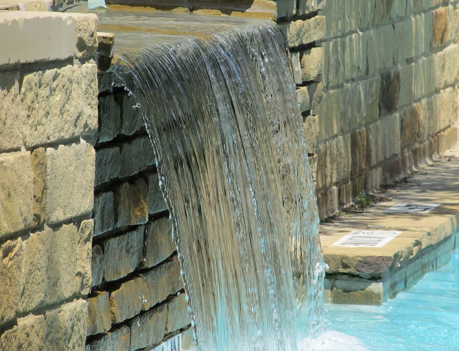 waterfalls at daytime, Cascade, Stone, Brick, wet, beauty, flow HD wallpaper