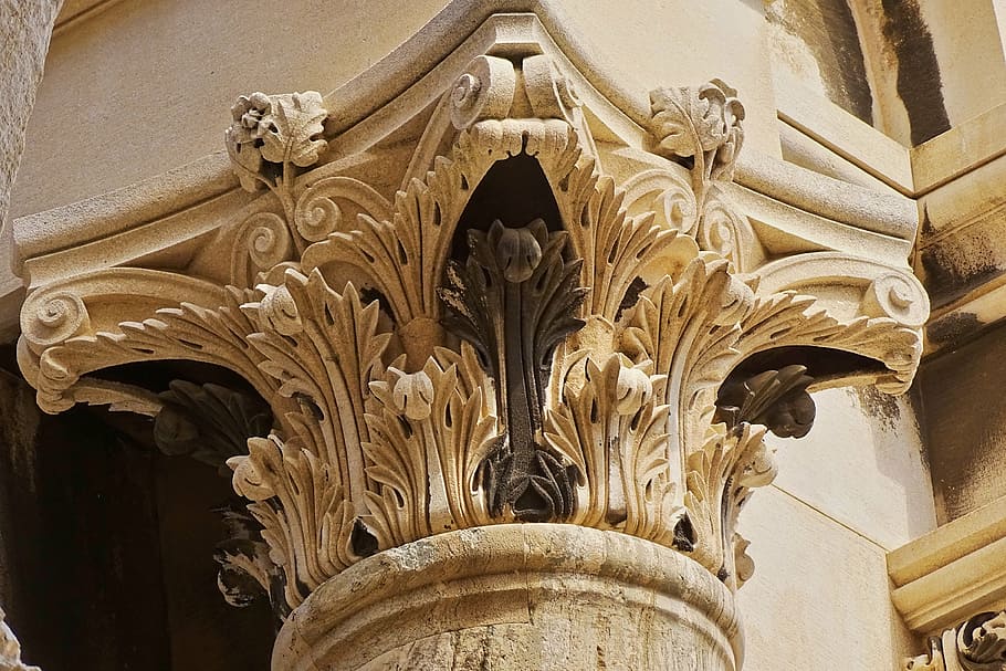 pillar, croatia, split, dioakletianpalast, old town, ornament HD wallpaper