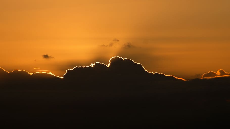 sunset, abendstimmung, light, sun, sky, clouds, afterglow, rays HD wallpaper