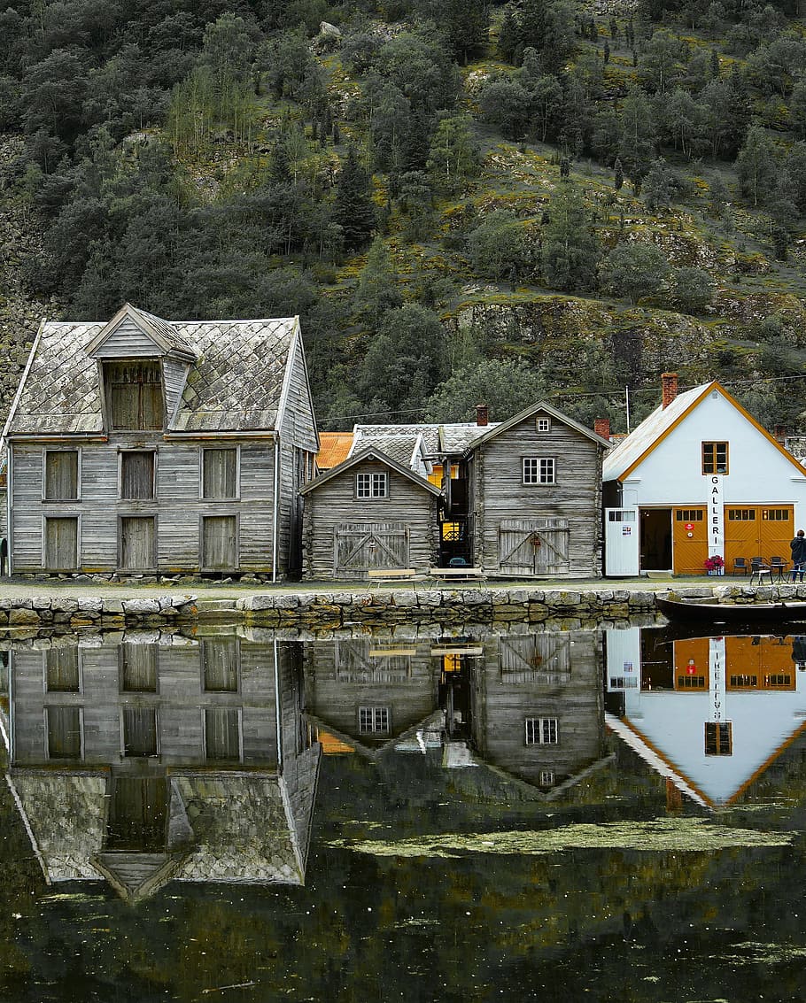 home, lake, mirroring, water, tree, built structure, architecture HD wallpaper