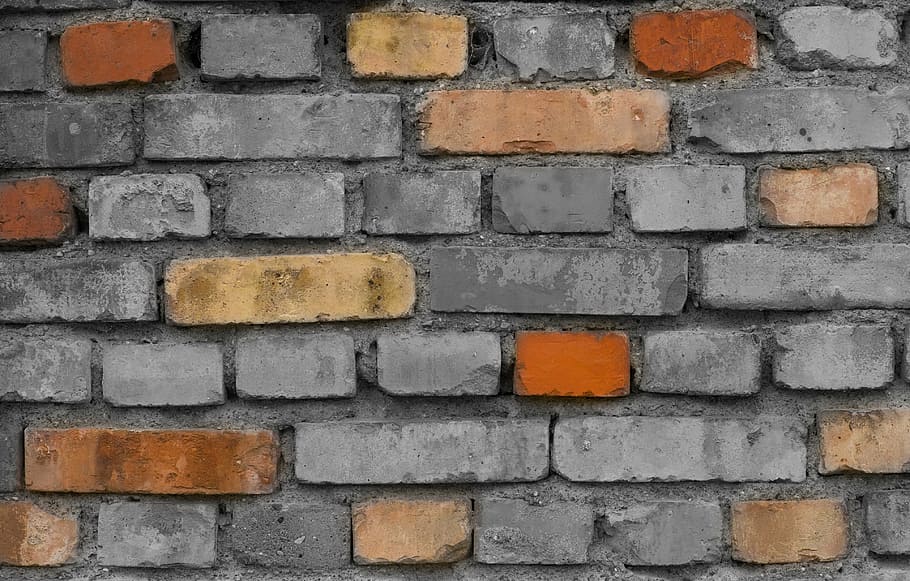 gray and brown concrete wall bricks, texture, stone, background, HD wallpaper