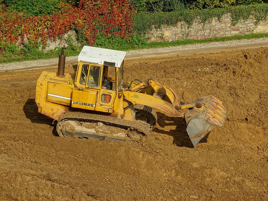 excavators, wheel loader, blade, construction work, earth, forest HD wallpaper